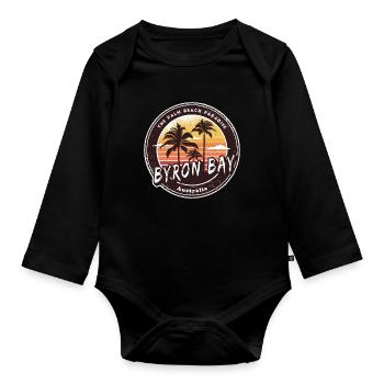 Byron Bay Australie Palmiers Plage Design - Body Bébé bio manches longues - noir - Devant