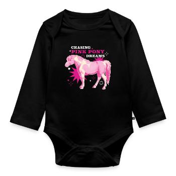 Pink Pony Dreams – Manège magique - Body Bébé bio manches longues - noir - Devant