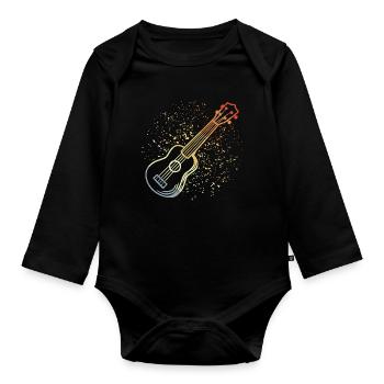 Vintage Ukulele - Organic Longsleeve Baby Bodysuit - black - Front