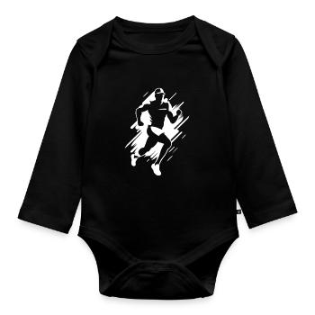 Graphique de jogging - Body Bébé bio manches longues - noir - Devant