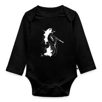 Croquis de joueur de flûte - Body Bébé bio manches longues - noir - Devant