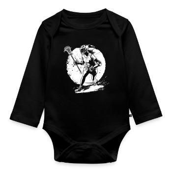 Croquis du joueur de crosse - Body Bébé bio manches longues - noir - Devant