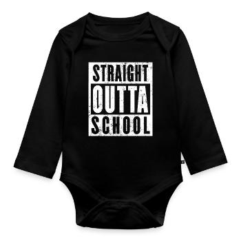 Straight Outta School Shirt, Abschlussklasse - Baby Bio-Langarm-Body - Schwarz - Vorne