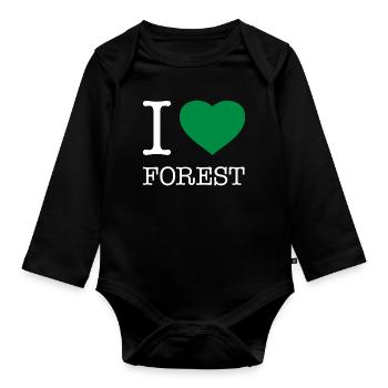 I LOVE FOREST - Baby Bio-Langarm-Body - Schwarz - Vorne