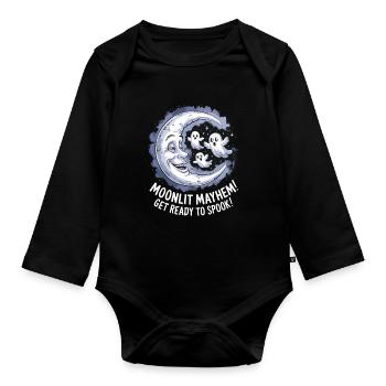 Moonlight Chaos Ghosts Ready for Haunting - Organic Longsleeve Baby Bodysuit - black - Front