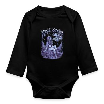 Mystische Frau Mit Rauch In Fantasiewelt Voller - Baby Bio-Langarm-Body - Schwarz - Vorne