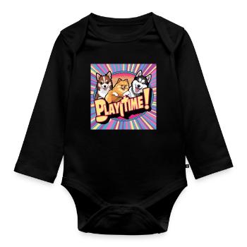 Chiens de bande dessinée - Temps de jeu - Body Bébé bio manches longues - noir - Devant