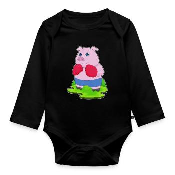 Pig Boxer Gants de boxe Boxe - Body Bébé bio manches longues - noir - Devant
