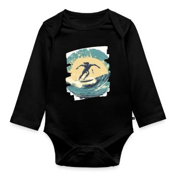 Surfer - Baby Bio-Langarm-Body - Schwarz - Vorne