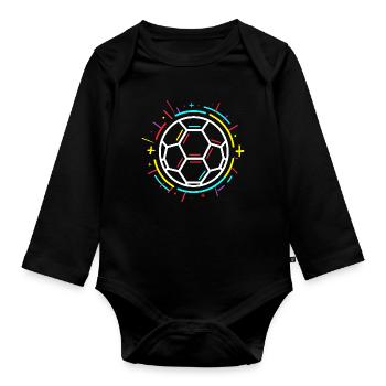 Soccer Ball Drawing - Organic Longsleeve Baby Bodysuit - black - Front