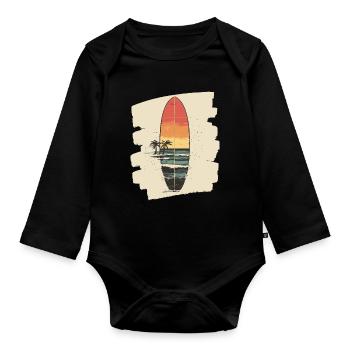 Surfbrett - Baby Bio-Langarm-Body - Schwarz - Vorne