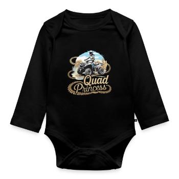 Quad Princess Abenteuerlust für Offroad-Entdecker - Baby Bio-Langarm-Body - Schwarz - Vorne