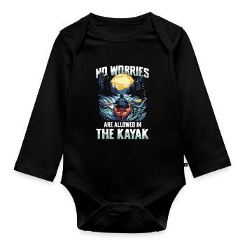 No worries allowed in the kayak: discover the - Organic Longsleeve Baby Bodysuit - black - Front