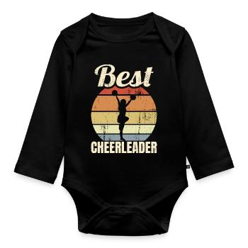 Meilleure pom-pom girl - Body Bébé bio manches longues - noir - Devant