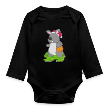 Hase Weihnachten Basketball - Baby Bio-Langarm-Body - Schwarz - Vorne