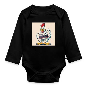 Poulet « Essayer de faire ça » - Body Bébé bio manches longues - noir - Devant