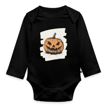 Halloween Pumpkin - Organic Longsleeve Baby Bodysuit - black - Front