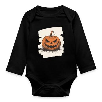 Halloween Pumpkin - Organic Longsleeve Baby Bodysuit - black - Front