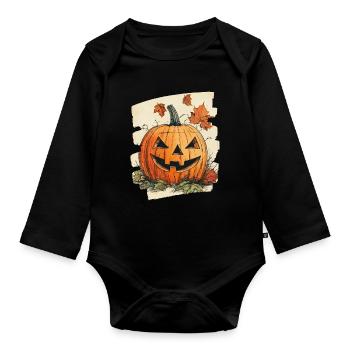 Halloween Pumpkin - Organic Longsleeve Baby Bodysuit - black - Front