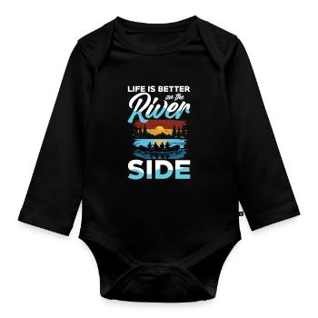 La vie est meilleure sur la rivière avec le rafting - Body Bébé bio manches longues - noir - Devant