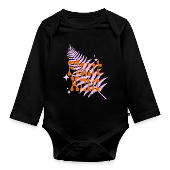 Plant Mama Stylish Print Motif - Organic Longsleeve Baby Bodysuit - black - Front