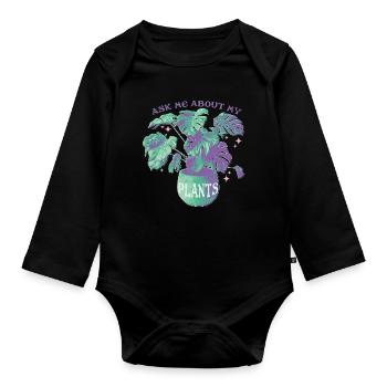 Ask Me About My Plants - Baby Bio-Langarm-Body - Schwarz - Vorne