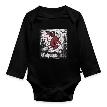 Hexen Walpurgisnacht Fliegender Dämon Mit Schloss - Baby Bio-Langarm-Body - Schwarz - Vorne