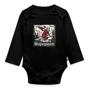 Walpurgisnacht Hexen Teufel Hexe auf Besen - Baby Bio-Langarm-Body - Schwarz - Vorne