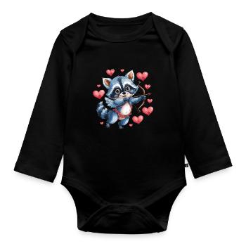 Cupidon viverrin avec flèche et cœur - Body Bébé bio manches longues - noir - Devant