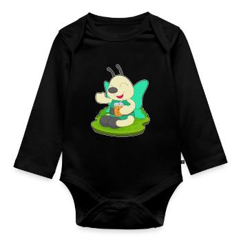 Jus de papillon - Body Bébé bio manches longues - noir - Devant