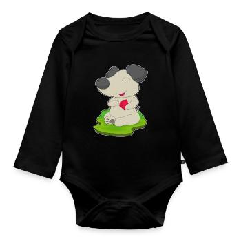 Hund Poker Pokerkarten - Baby Bio-Langarm-Body - Schwarz - Vorne