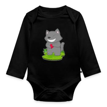 Cat Poker Poker Cards - Organic Longsleeve Baby Bodysuit - black - Front