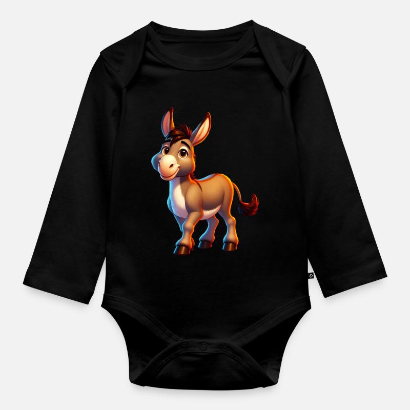 Esel-Maultier - Baby Bio-Langarm-Body - Schwarz