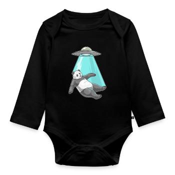 Vaisseau spatial Panda Space - Body Bébé bio manches longues - noir - Devant