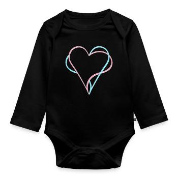 Herzen verschlungen blau rosa - Baby Bio-Langarm-Body - Schwarz - Vorne