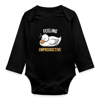 Feeling Unproductive Duck Illustration - Organic Longsleeve Baby Bodysuit - black - Front