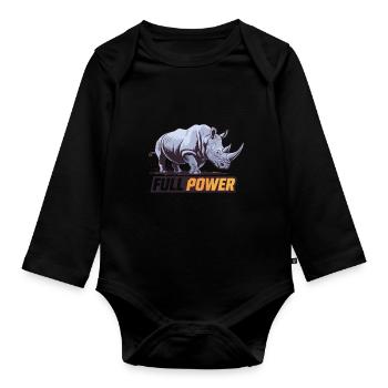 Rhinocéros pleine puissance force énergie animale - Body Bébé bio manches longues - noir - Devant