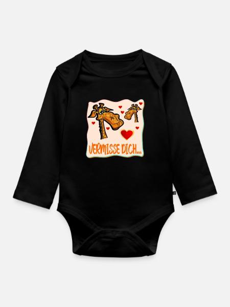ABSCHIEDSSPRÜCHE VERMISSE DICH GIRAFFE - Baby Bio-Langarm-Body - Schwarz