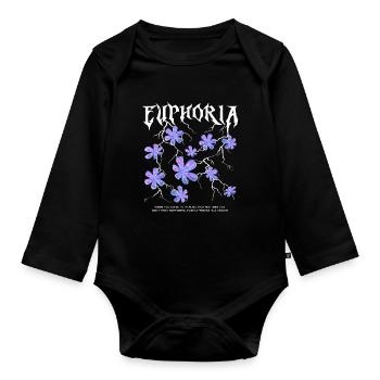 Euphoria Lightning Flowers - Organic Longsleeve Baby Bodysuit - black - Front
