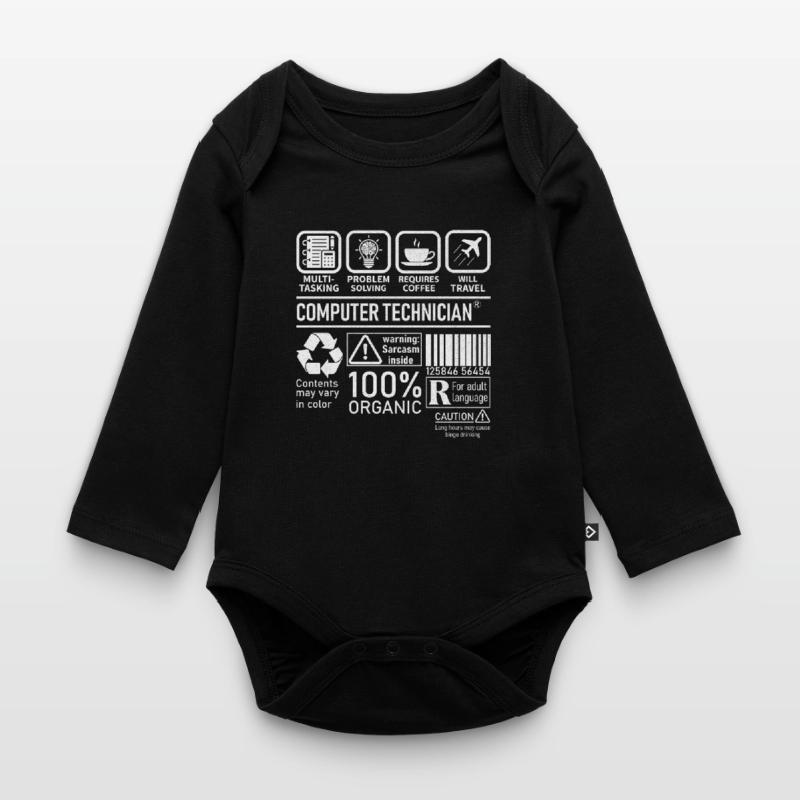 Computer Technician multi tasking problem solving Organic Longsleeve Baby Bodysuit