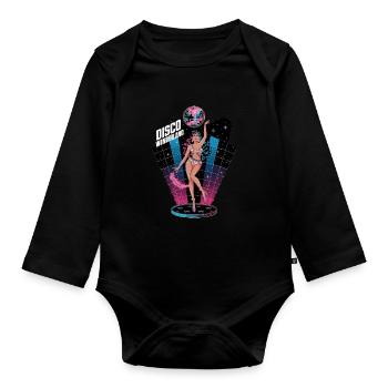 Disco Wonderland Retro Glamour Tanz - Baby Bio-Langarm-Body - Schwarz - Vorne