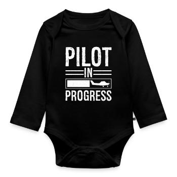 Pilot In progress - Organic Longsleeve Baby Bodysuit - black - Front