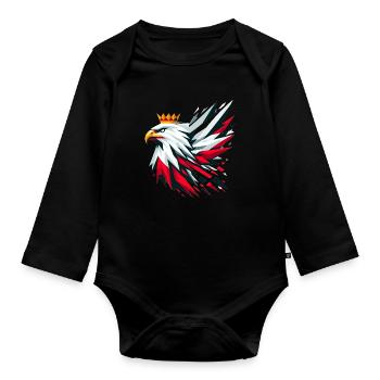 Poland Polska Eagle Flag Flag Geometry Gift - Organic Longsleeve Baby Bodysuit - black - Front