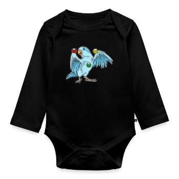 Jongleur perroquet jonglant - Body Bébé bio manches longues - noir - Devant