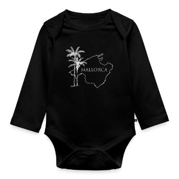 Mallorca Island Palm Trees Holidays Relaxation Travel - Organic Longsleeve Baby Bodysuit - black - Front