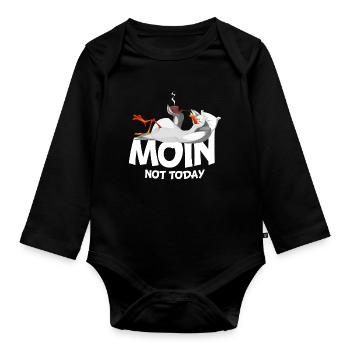 Moin Möwe Vogel Hafen Küste Faul - Baby Bio-Langarm-Body - Schwarz - Vorne