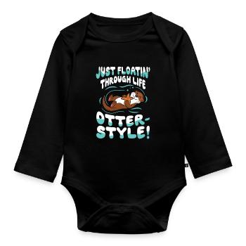 Otter Style für einen Otter Fan - Baby Bio-Langarm-Body - Schwarz - Vorne