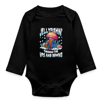 Jellyfishin' Through The Ups and Downs - Baby Bio-Langarm-Body - Schwarz - Vorne