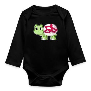 Champignon Tortue - Body Bébé bio manches longues - noir - Devant