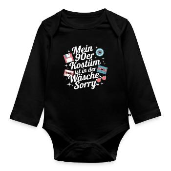 My 90s Costume In The Lingerie Theme Party - Organic Longsleeve Baby Bodysuit - black - Front